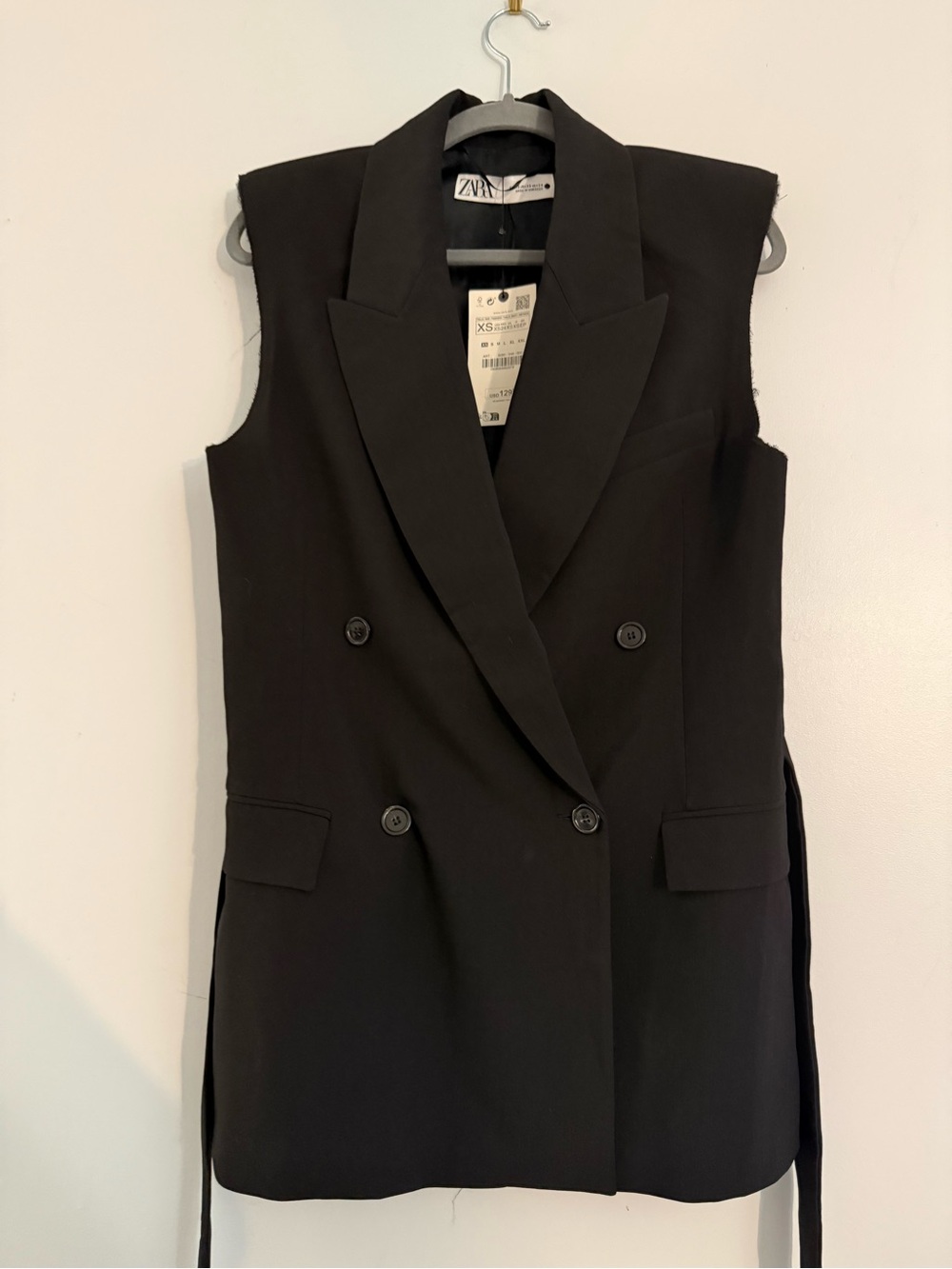 Zara Black Double-Breasted Sleeveless Vest